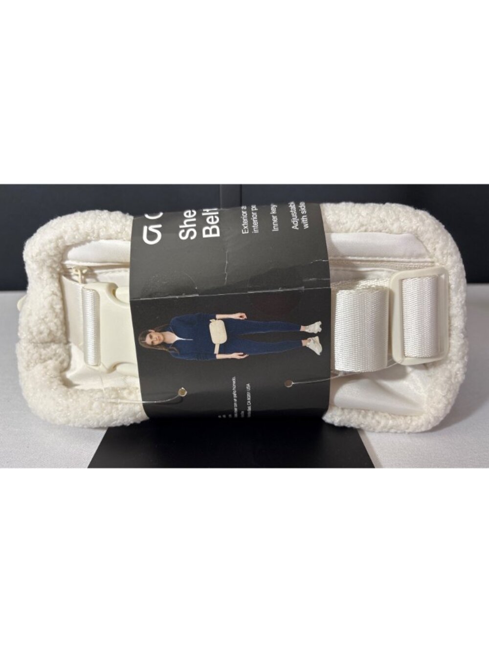 GapFit Sherpa Belt Bag Fanny Pack Waist Adjustable Strap Cream Crossbody OS NWT - Picture 4 of 13